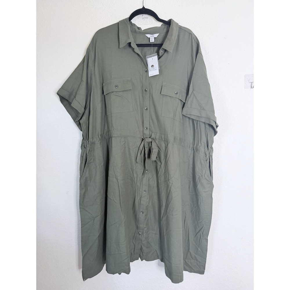 NWT Croft &‎ Barrow Midi Shirt Dress Womens 5X Short Sleeve Pocket Plus Size